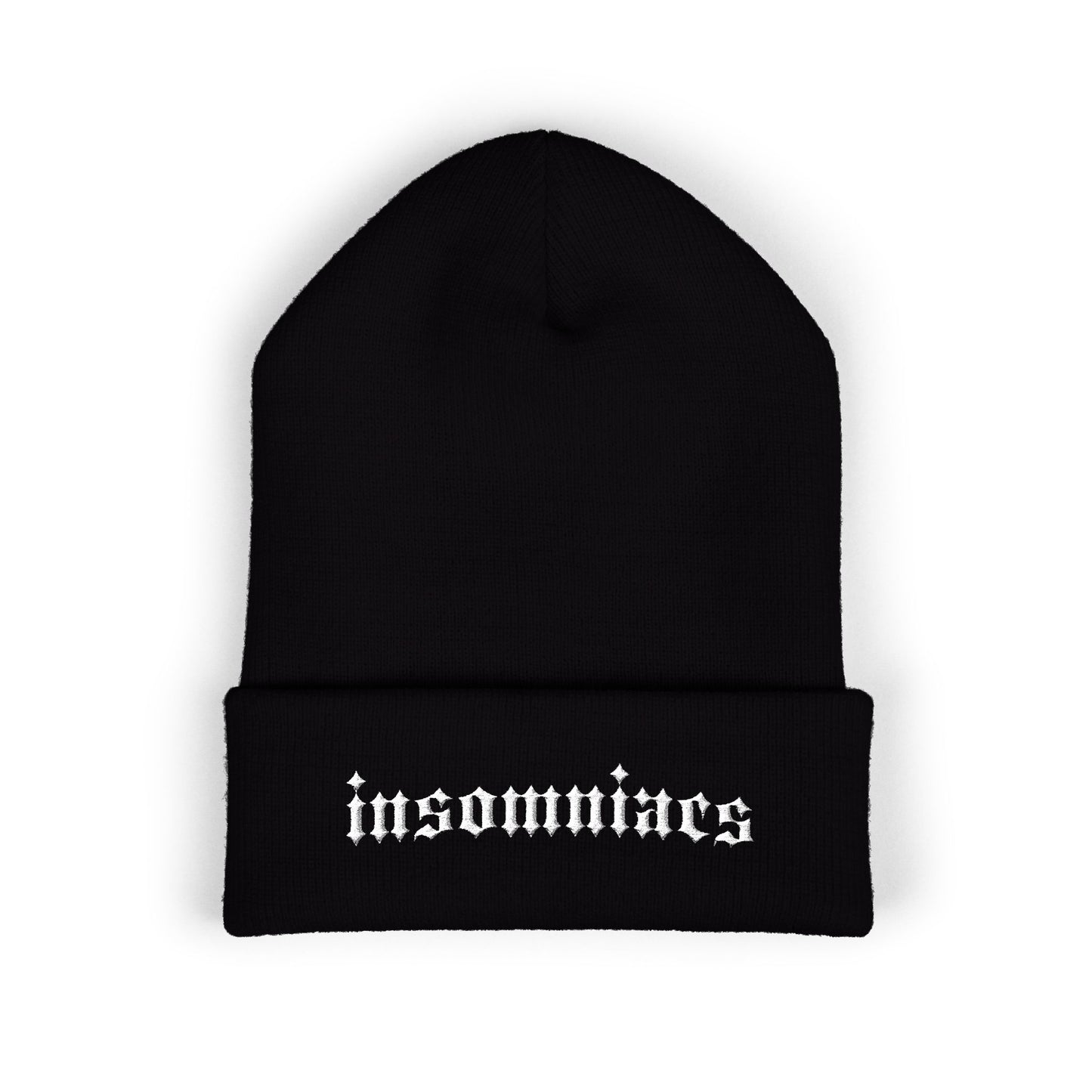 insomniacs embroidered beanie
